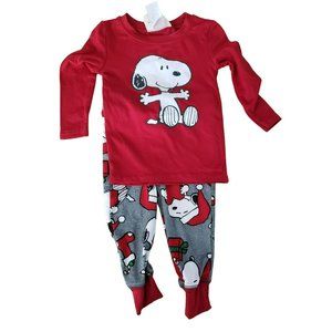Munki Munki Pajamas Peanuts Snoopy Red 2 Piece size‎ 12 months  Pj's